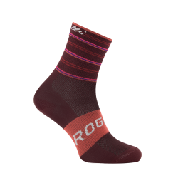 Rogelli Stripe sokken bordeaux/coral