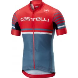 Castelli Free Aero 4.1 wielershirt red / steelblue