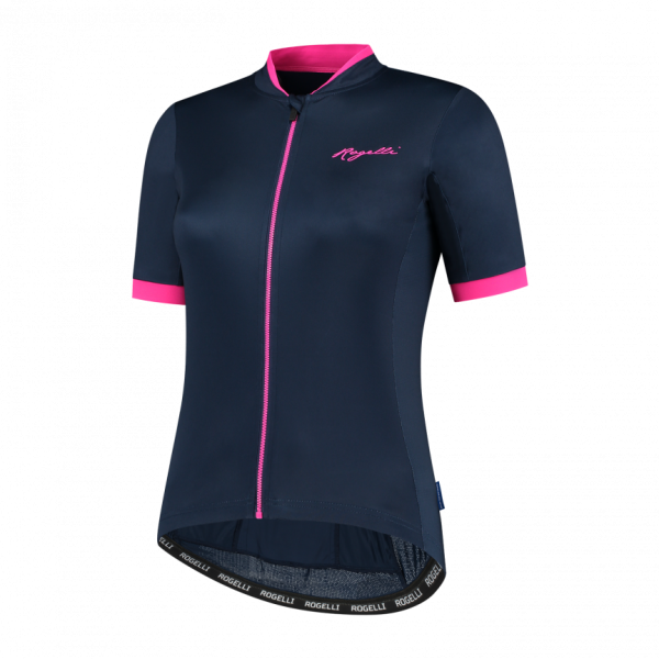 Rogelli Essential wielershirt korte Mouwen blauw/ roze dames